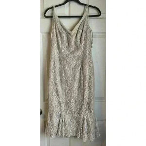 Alfred Angelo Wedding Dress Ivory/Linen Lace With Bead Detail Size 12